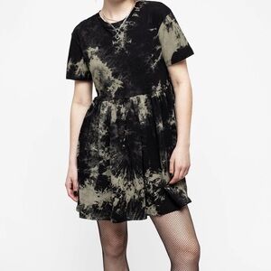 DISTURBIA Gren & Black Tie Dye Skater Dress